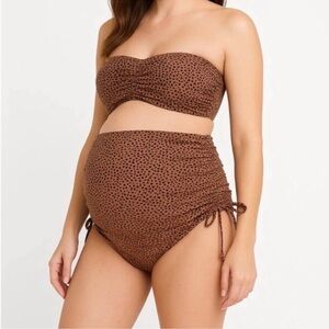 NWT A Pea In The Pod Maternity Cheetah Convertible Two Piece Swimsuit Small